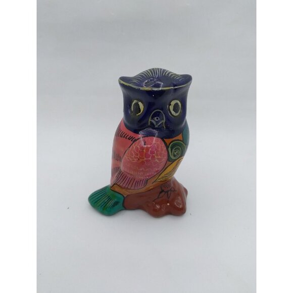 Vtg. Unmarked Mexican Folk Art Talavera Pottery Painted Owl Figurine Alm.3.5" - Picture 13 of 14